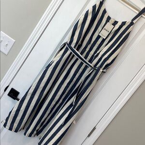 Pact cotton Navy and White Stripe Button-Front Dress